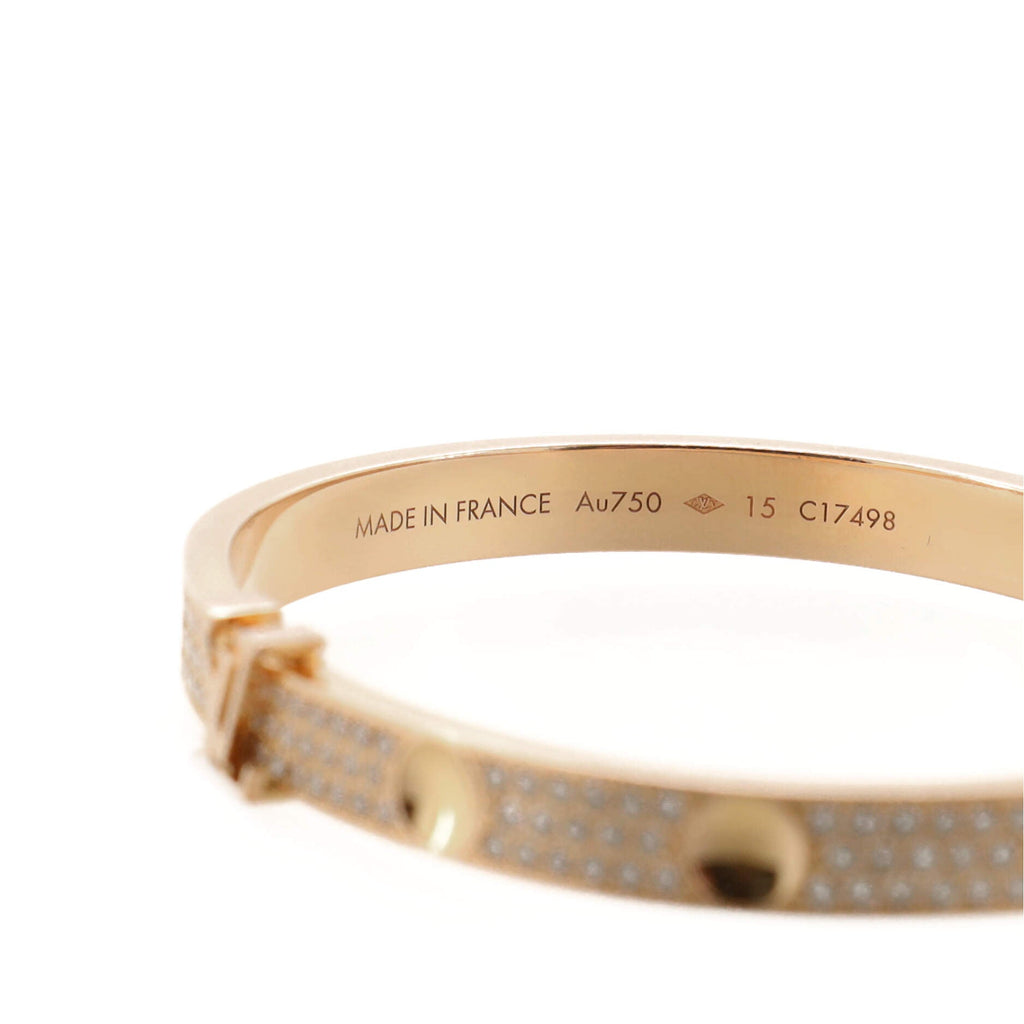 Empreinte Bangle Bracelet 18K Rose Gold and Pave Diamonds