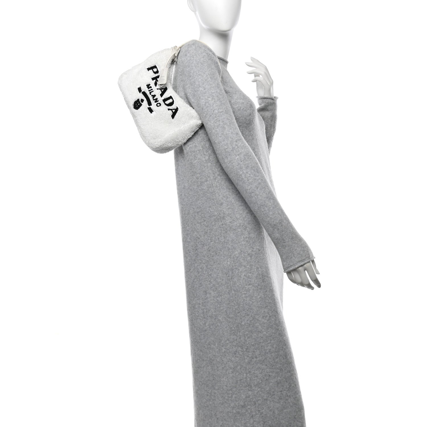 Terry Cloth Mini Re-Edition 2000 Bag White Black