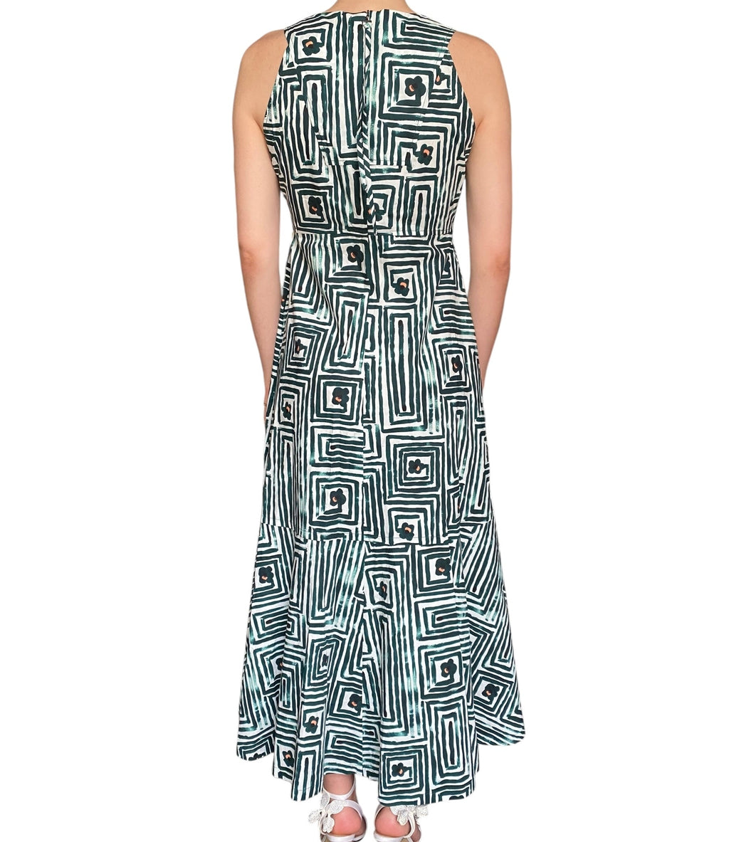 Odeeh Green Geo Printed Maxi Dress - 36 / US 4