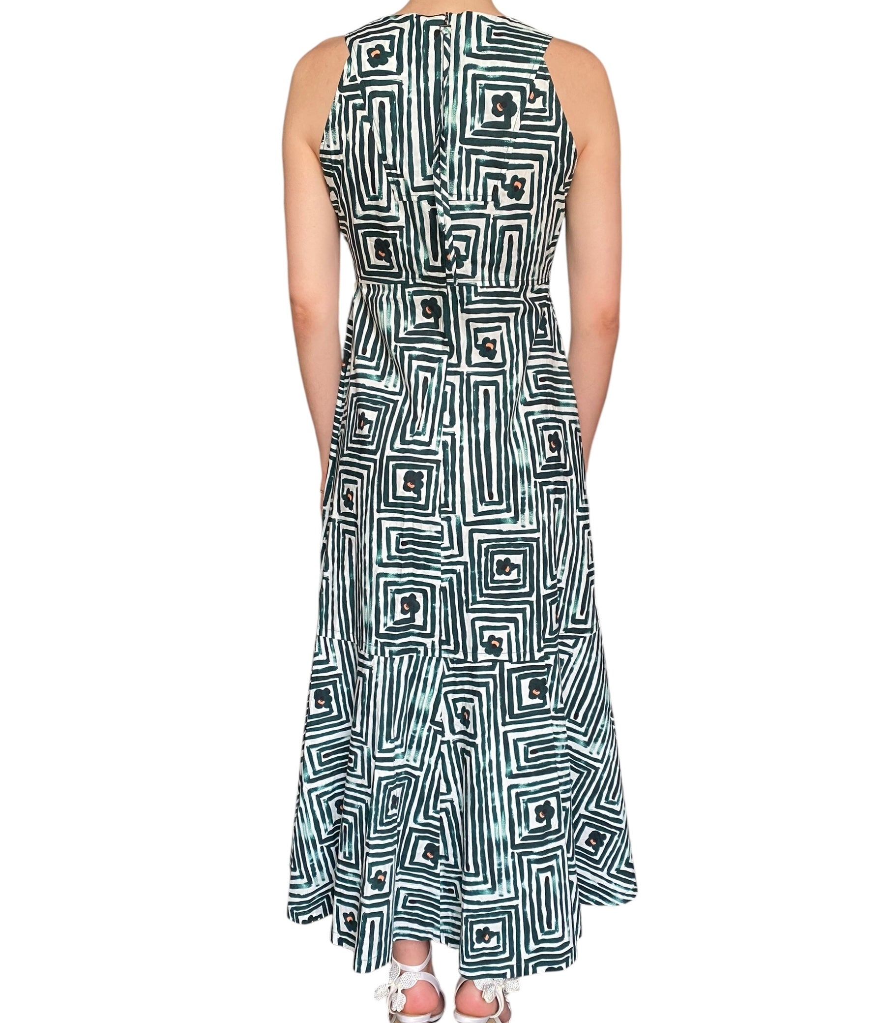 Odeeh Green Geo Printed Maxi Dress - 36 / US 4