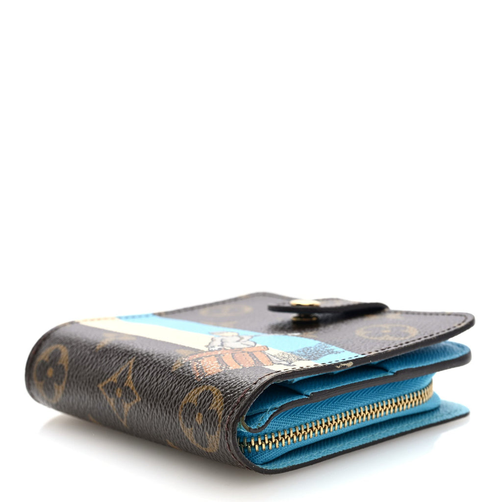 Monogram Groom Compact Zip Wallet Blue