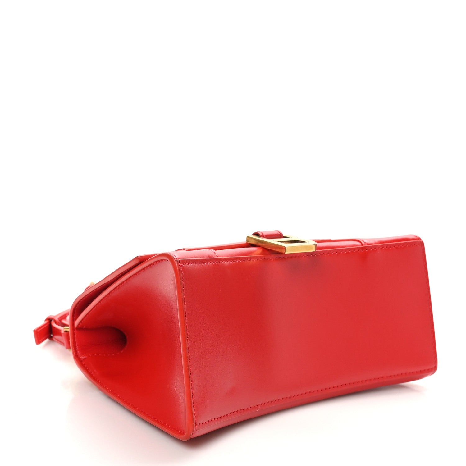 Shiny Box Calfskin Small Hourglass Top Handle Bag Bright Red