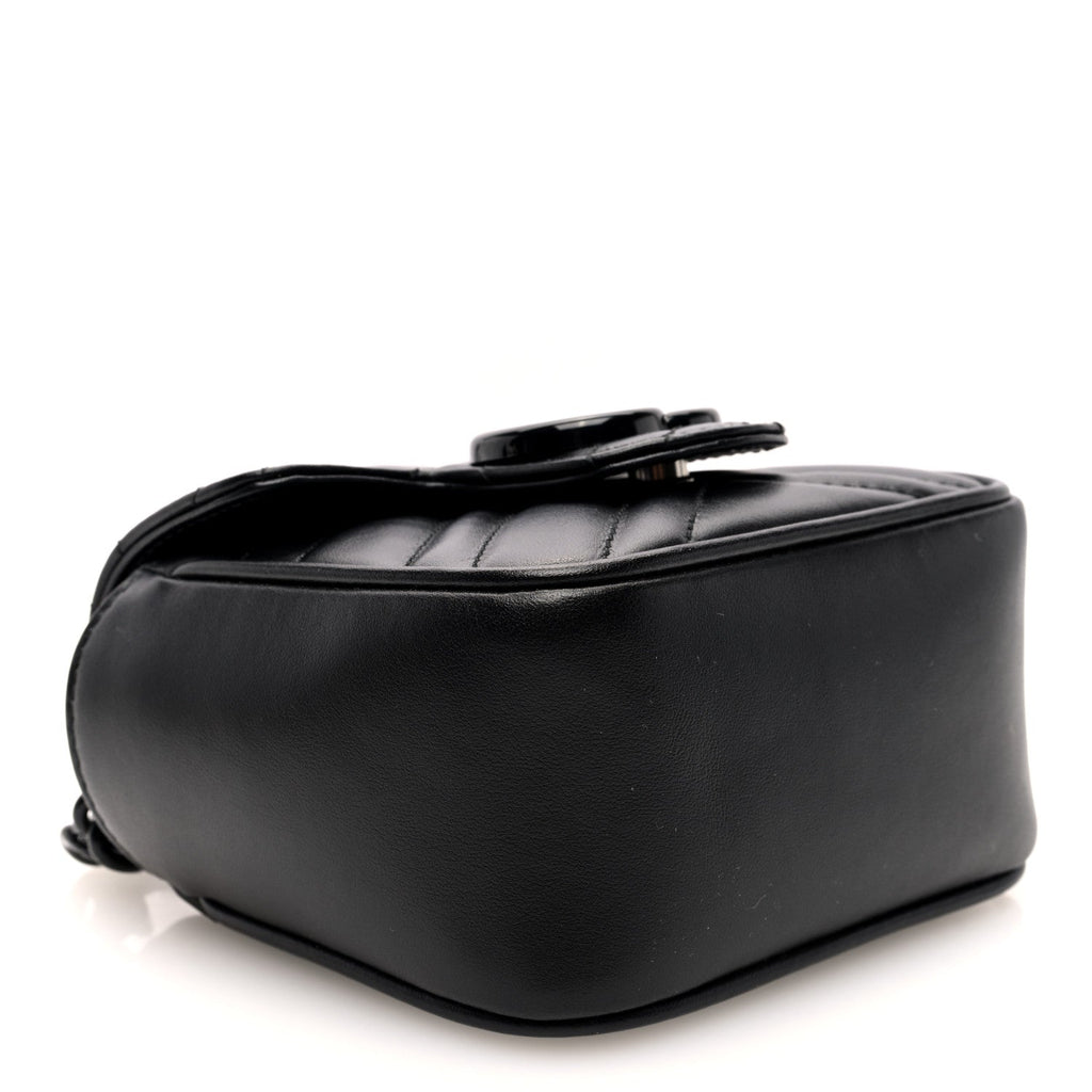 Calfskin Matelasse Monochrome GG Marmont Chain Mini Belt Bag Black