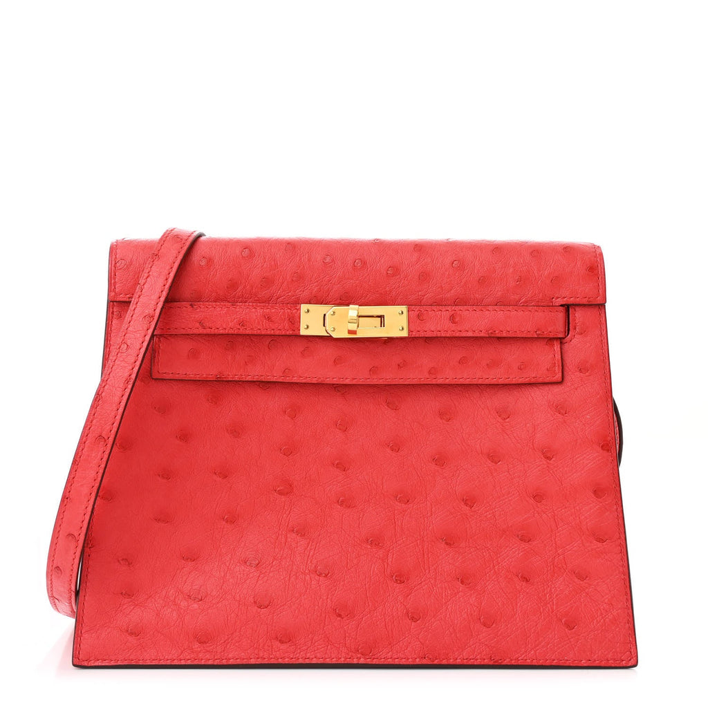 Ostrich Kelly Danse II Belt Bag Rouge Vif