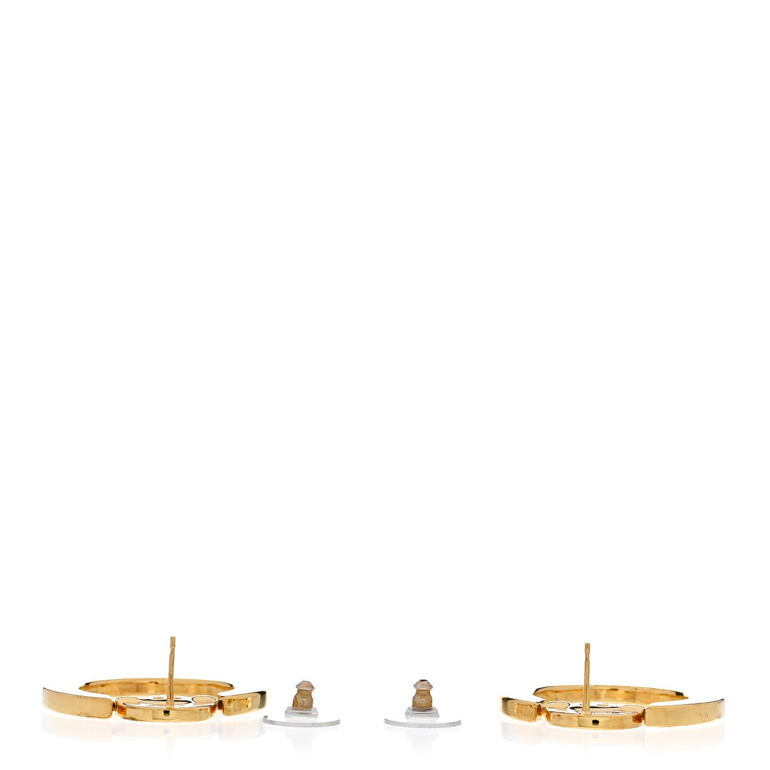 Metal Paris Button Hoop Earrings Gold