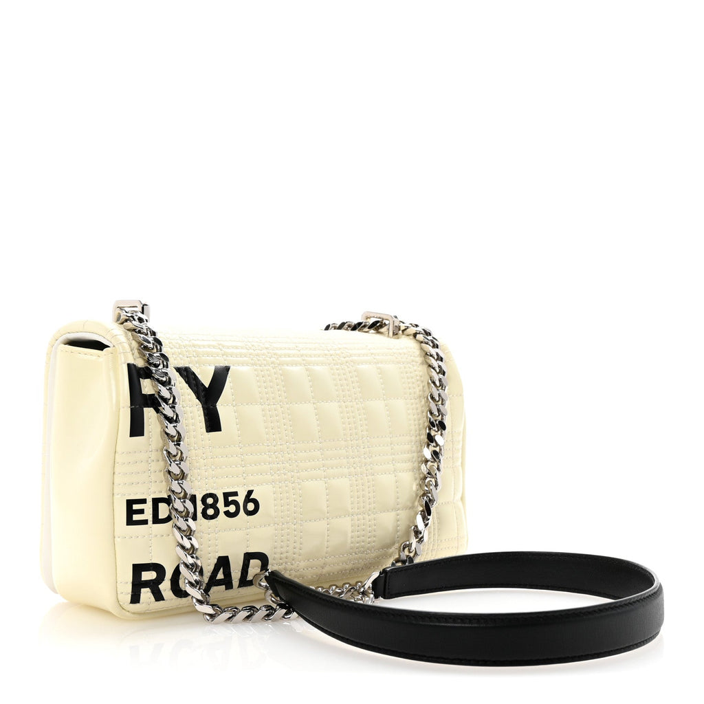 Patent Quilted Horseferry Print Small Lola Bag White
