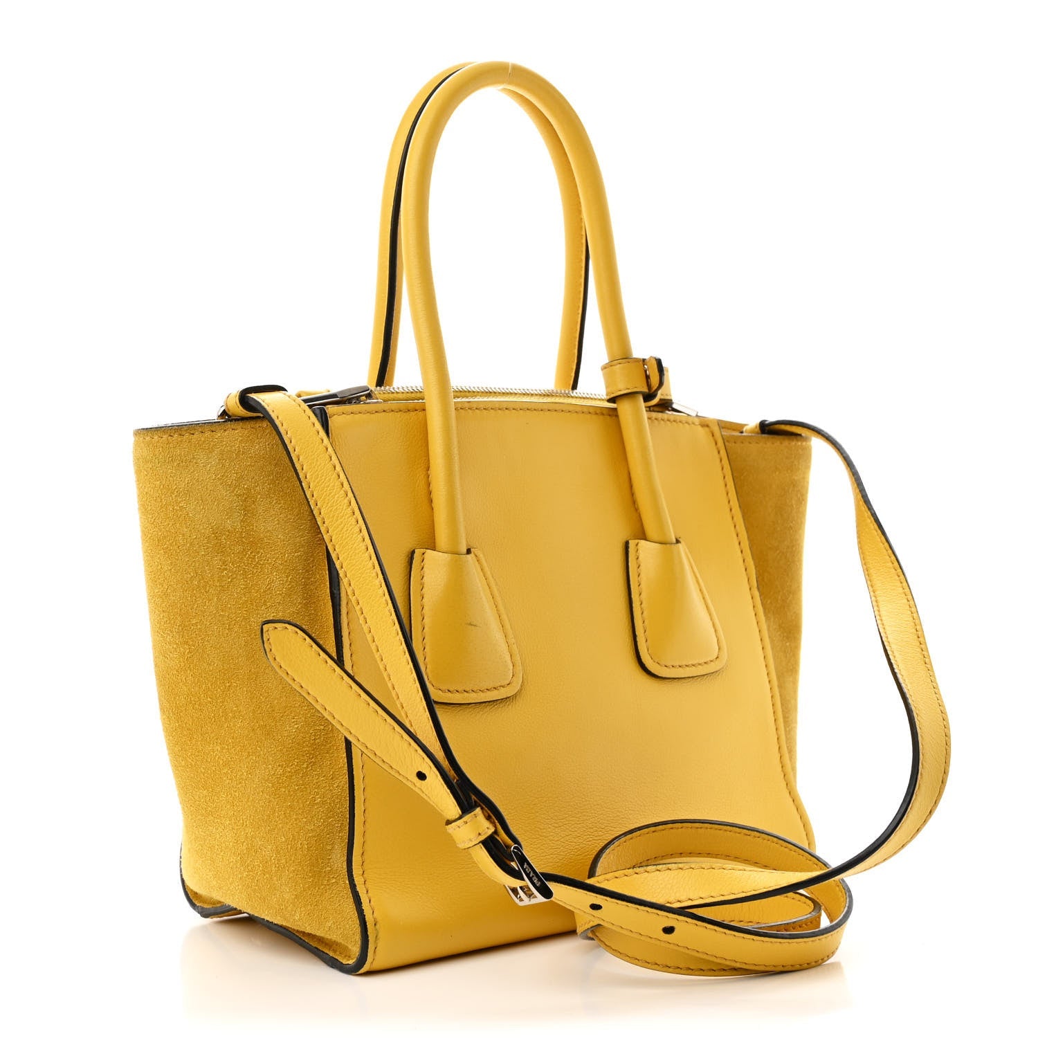 Glace Calfskin Suede Twin Pocket Tote Sole
