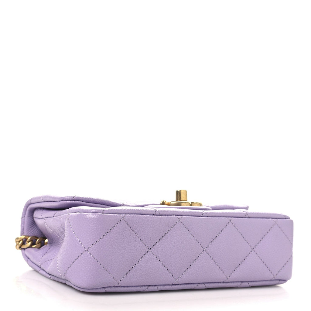 Caviar Quilted Mini Rectangular Sweetheart Flap Light Purple