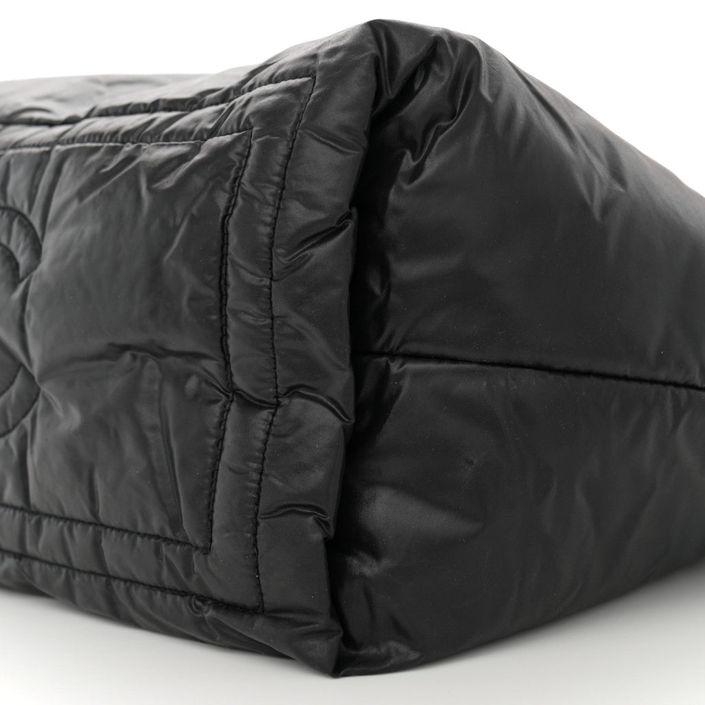 Nylon Quilted Small Coco Cocoon Reversible Tote Black