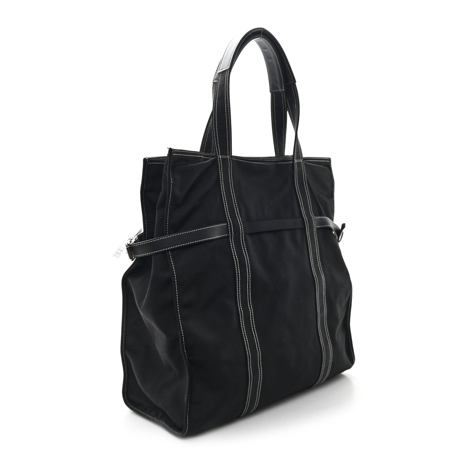 Canvas Calfskin Rockstud Large Tote  Black