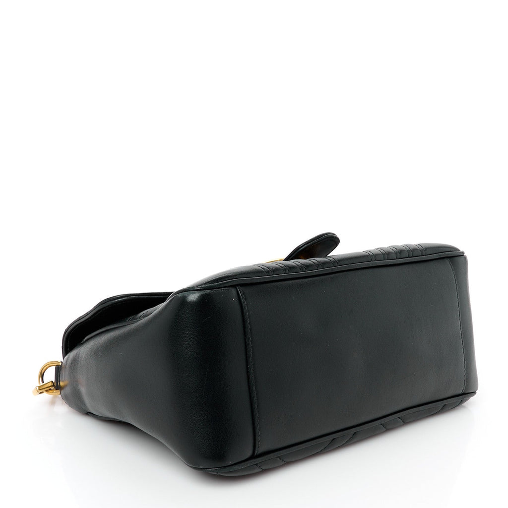 Calfskin Matelasse Small GG Marmont Top Handle Shoulder Bag Black