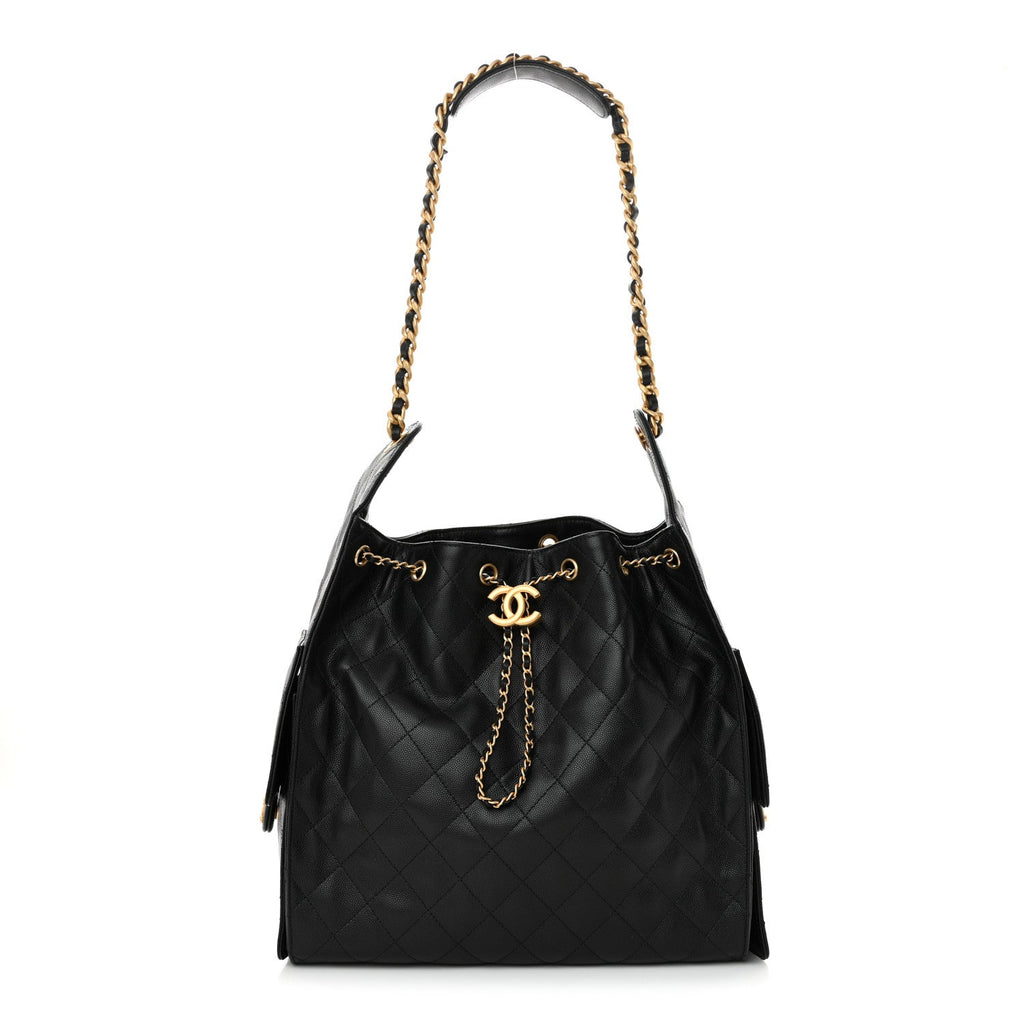Caviar Quilted Medium Chanel 25 Handbag Black
