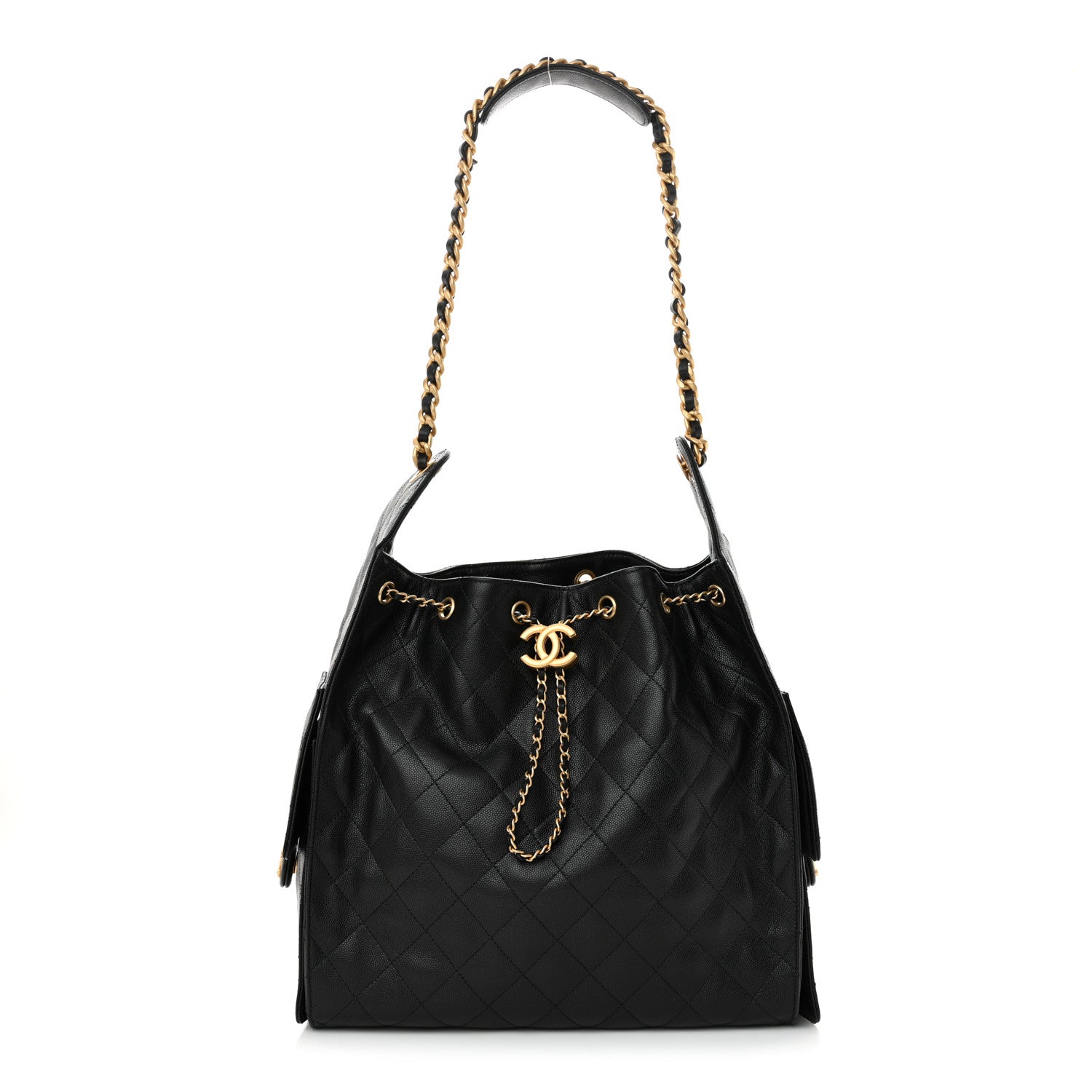 Caviar Quilted Medium Chanel 25 Handbag Black