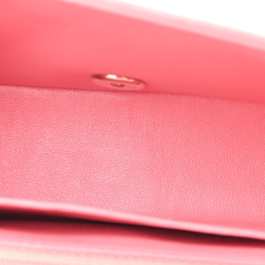 Iridescent Caviar Quilted Mini Rectangular Flap Pink