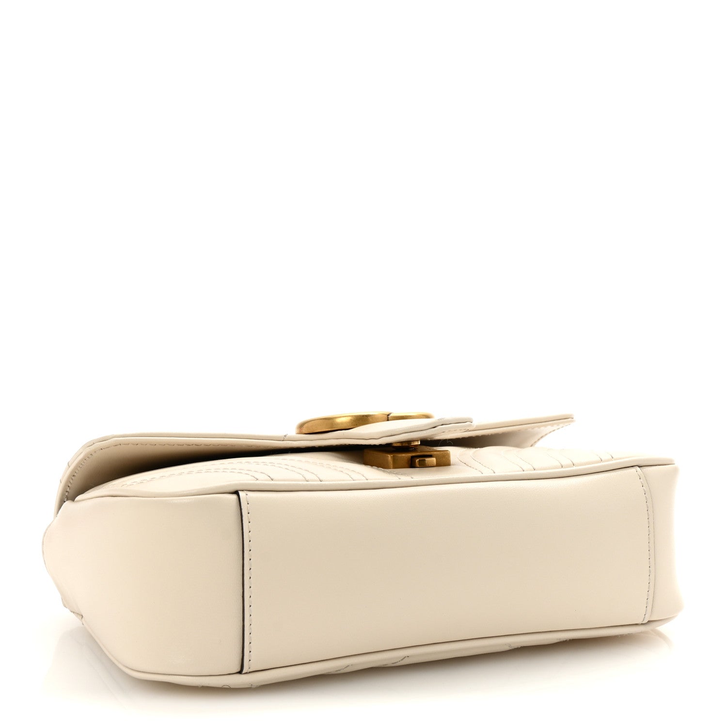 Calfskin Matelasse Mini GG Marmont Shoulder Bag White