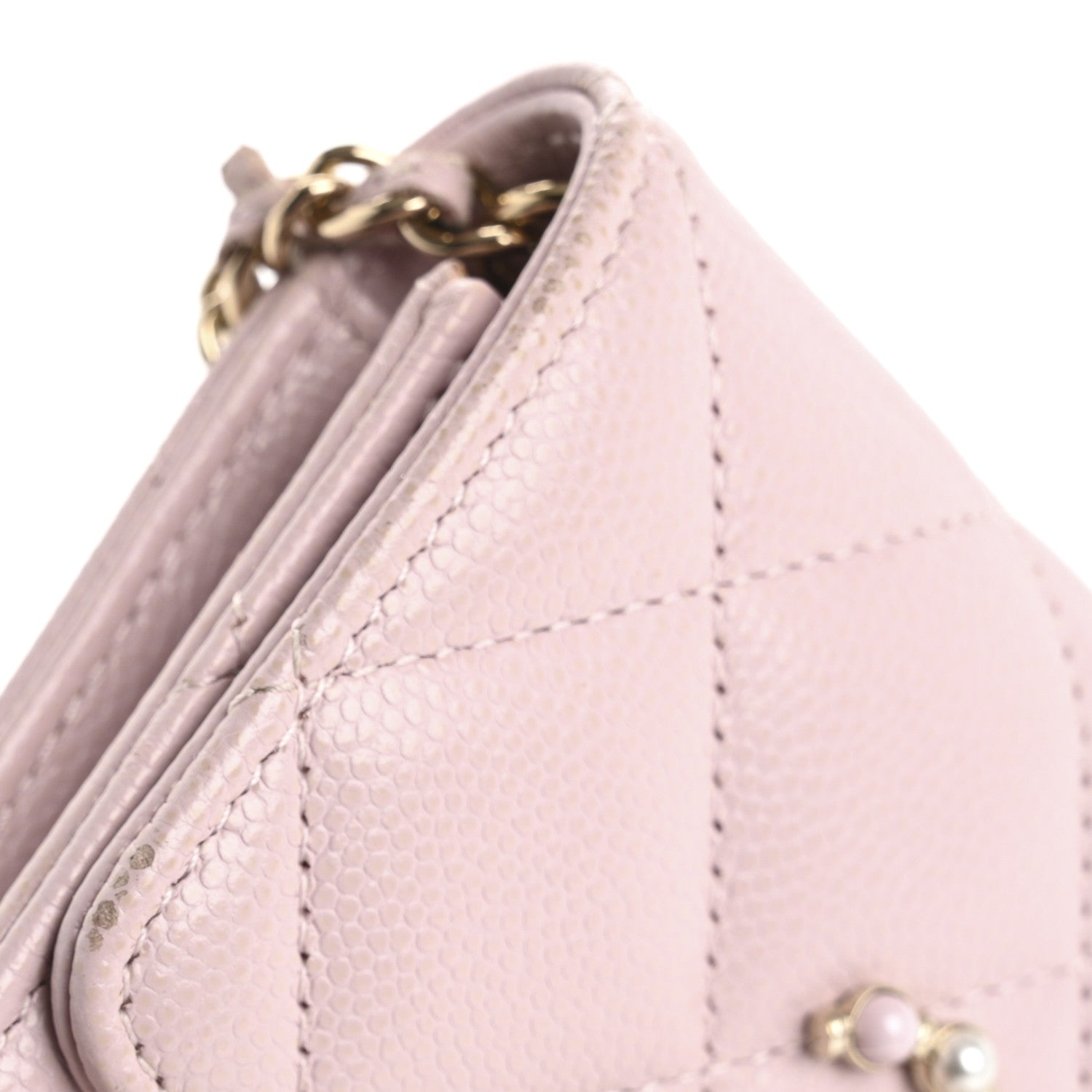 Caviar Quilted Coco Candy  Holder On Chain Light Pink