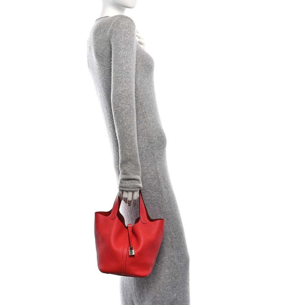 Taurillon Clemence Picotin Lock 22 MM Rouge Pivoine