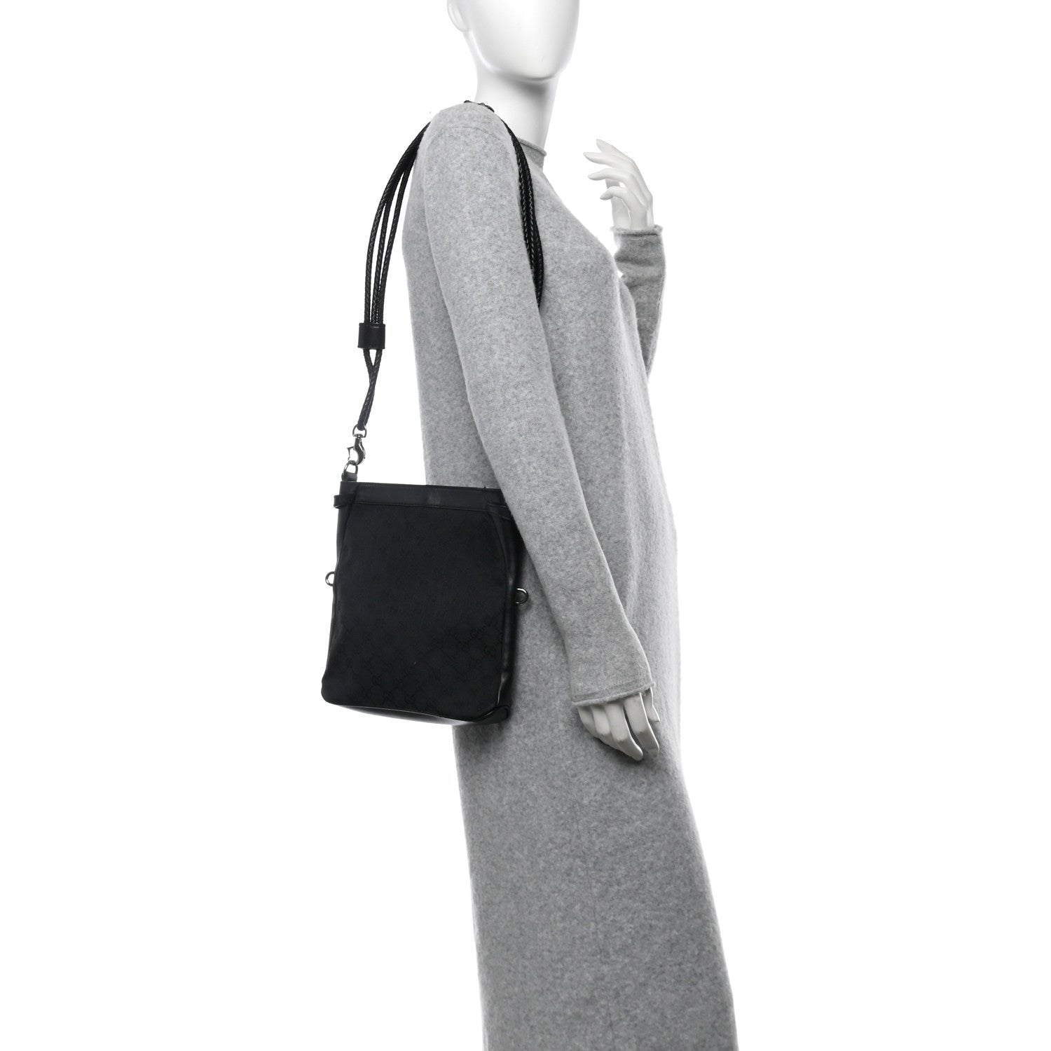 Monogram Braided Shoulder Bag Black