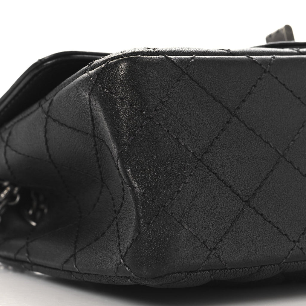 Metallic Sheepskin Quilted 2.55 Reissue Mini Flap Dark Grey