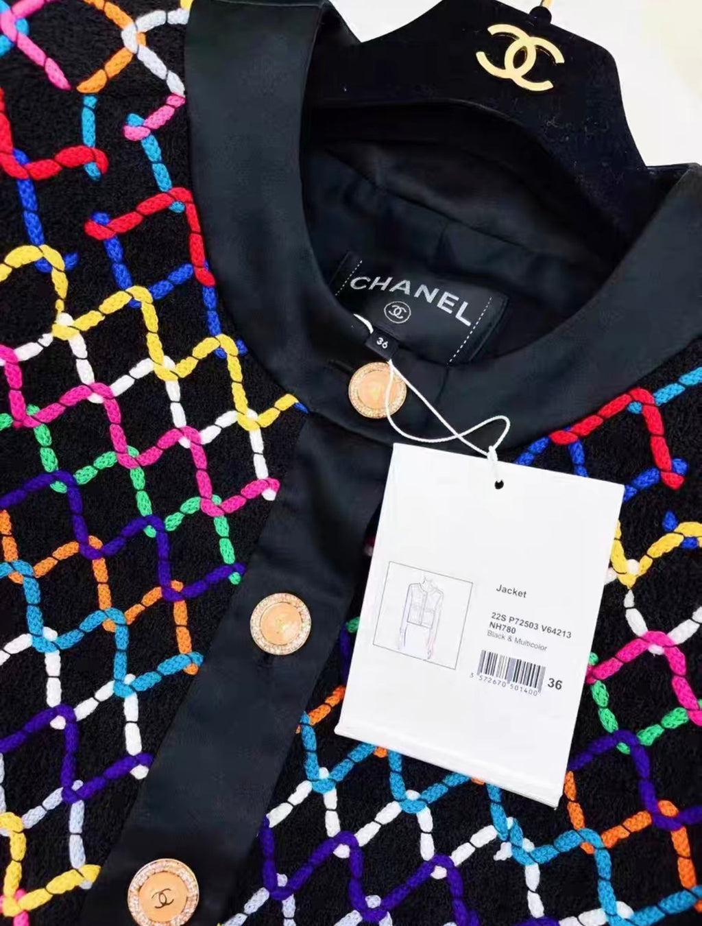 Chanel 22S black & Multicolor jacket size 36