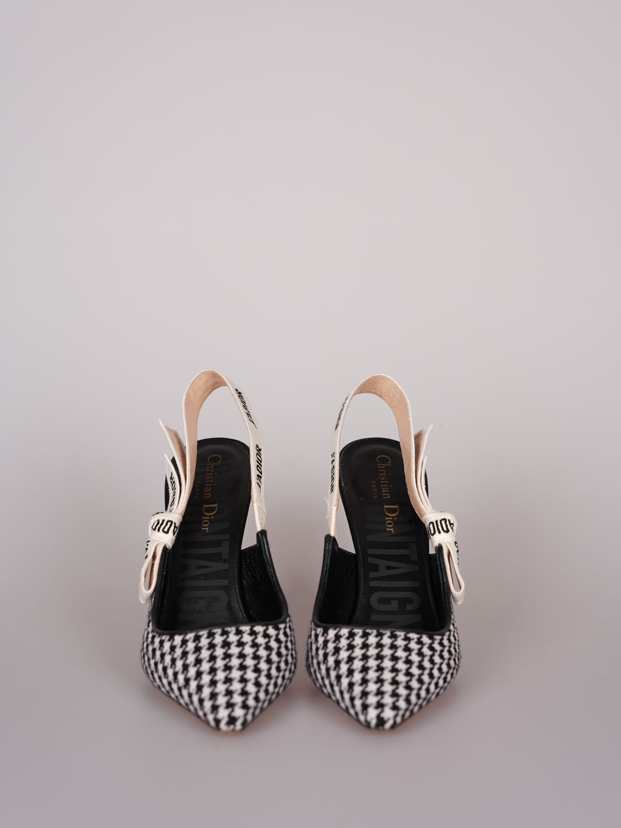 Dior J'Adior Sandals in Black and White Houndstooth Canvas Size 38