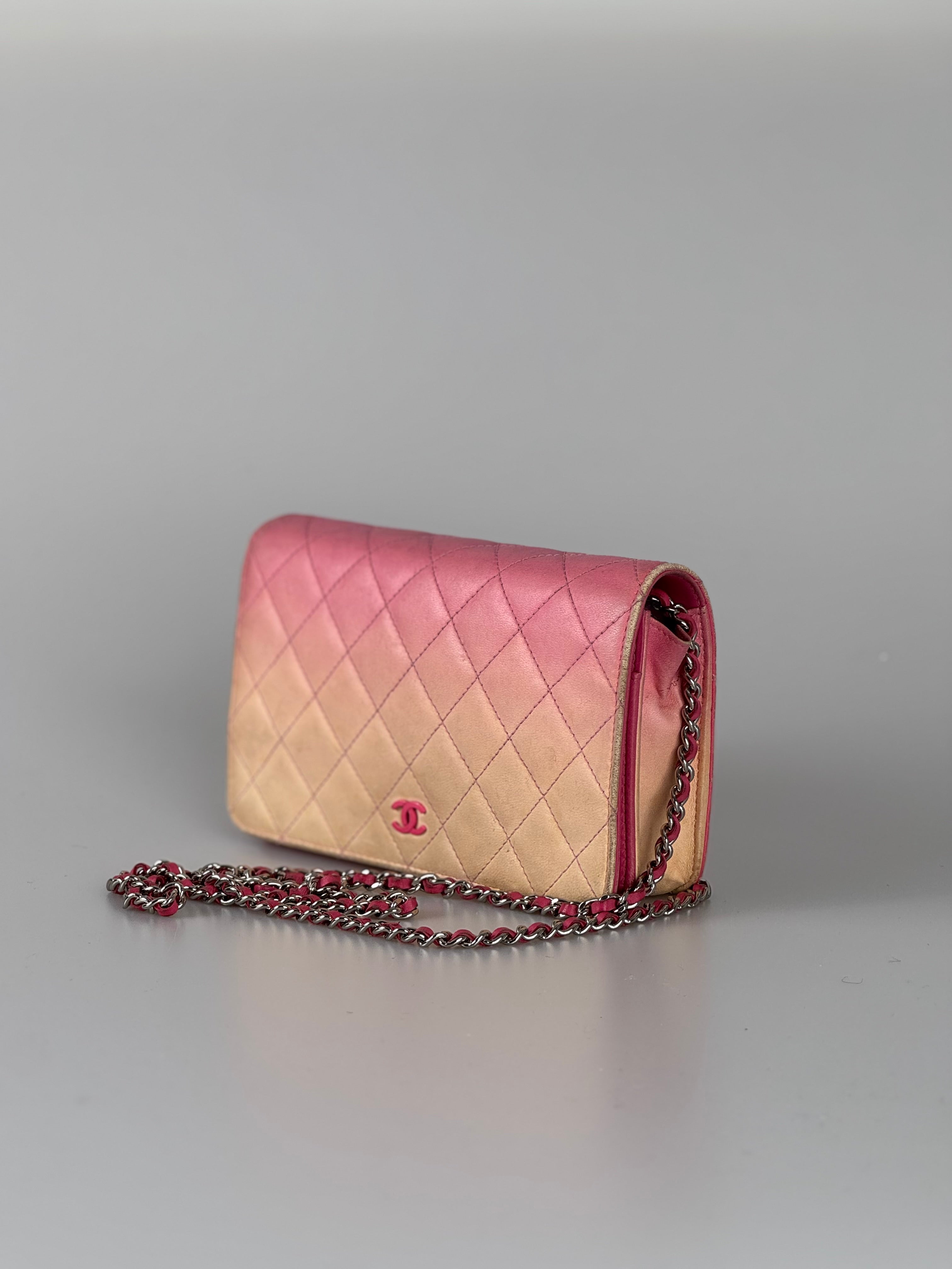 Chanel Wallet on Chain WOC Dark Pink Faded Lambskin