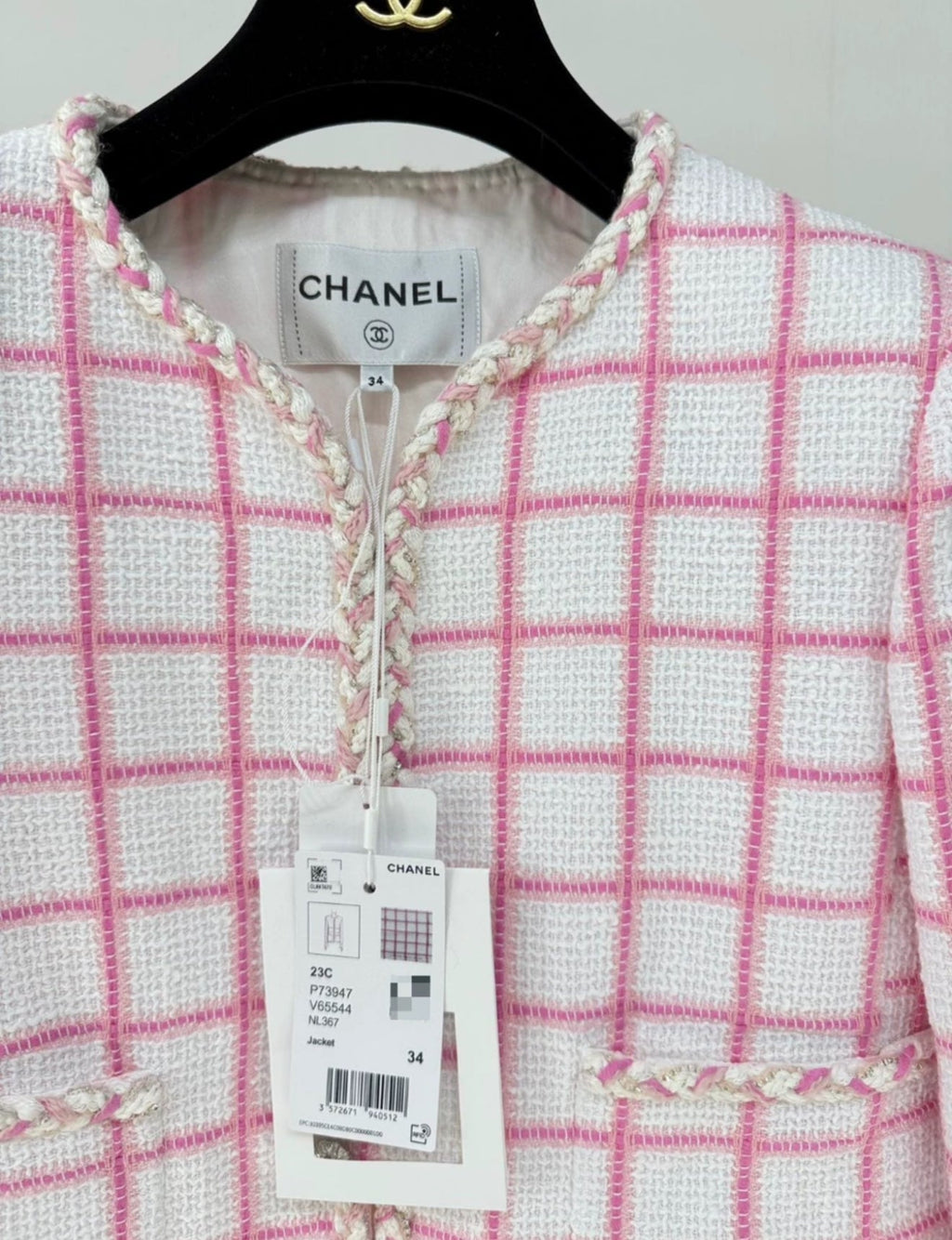 Chanel 23C pink and white jacket