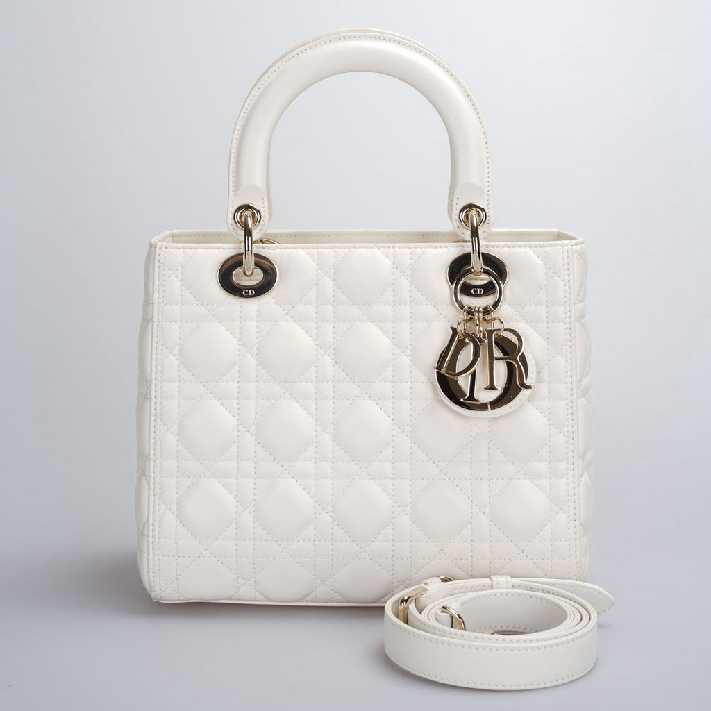 Christian Dior White Lady Dior Medium Bag
