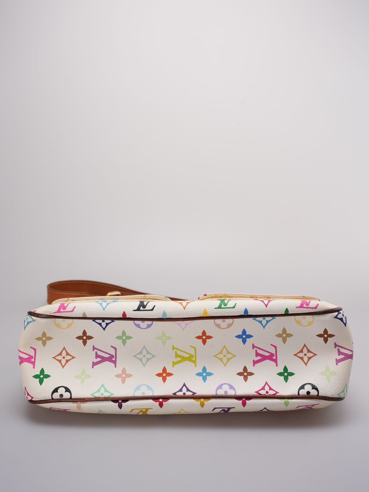 Louis Vuitton Takashi Murakami White Multicolore Monogram Coated Canvas Petit Noe Bag Gold Hardware