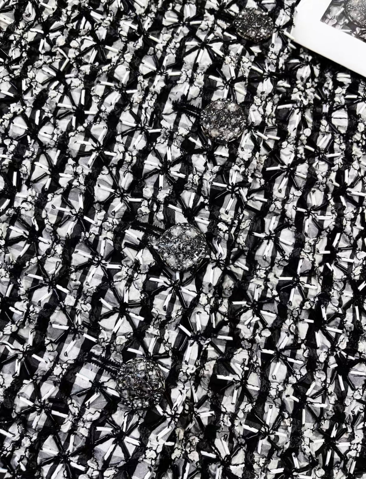 Chanel 23A tweed black and white collar jacket