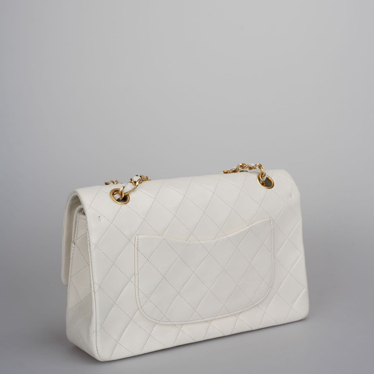 Chanel Vintage White Classic Double Flap Bag with 24k Gold Hardware