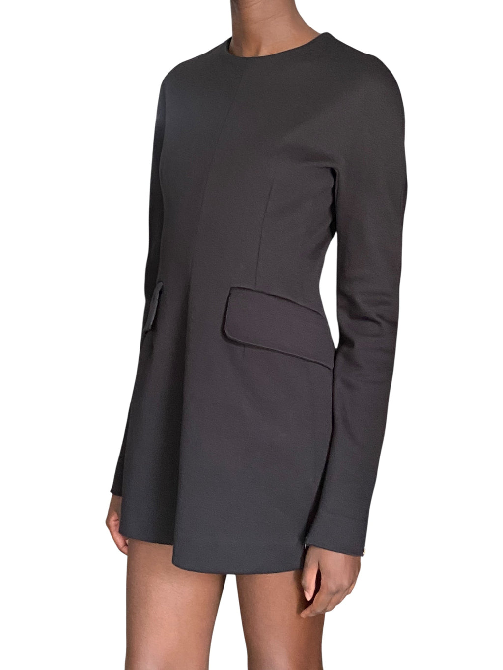 Sportmax Black Cotton Pocket Mini Dress - M