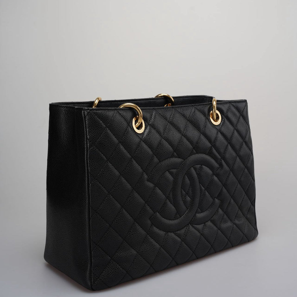 Chanel Medium Grand Shopping Tote Black GST Bag in caviar Leather with Gold Hardware from 2013