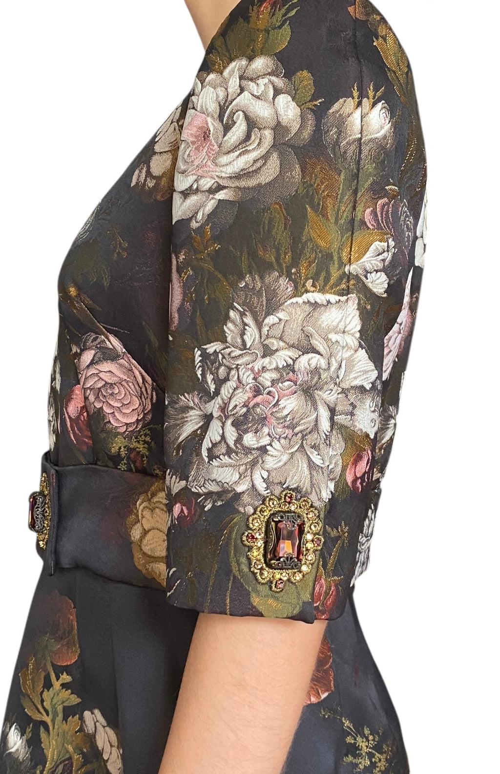 Dolce & Gabbana Floral Jeweled Brocade Mini Dress - 44 / US 8
