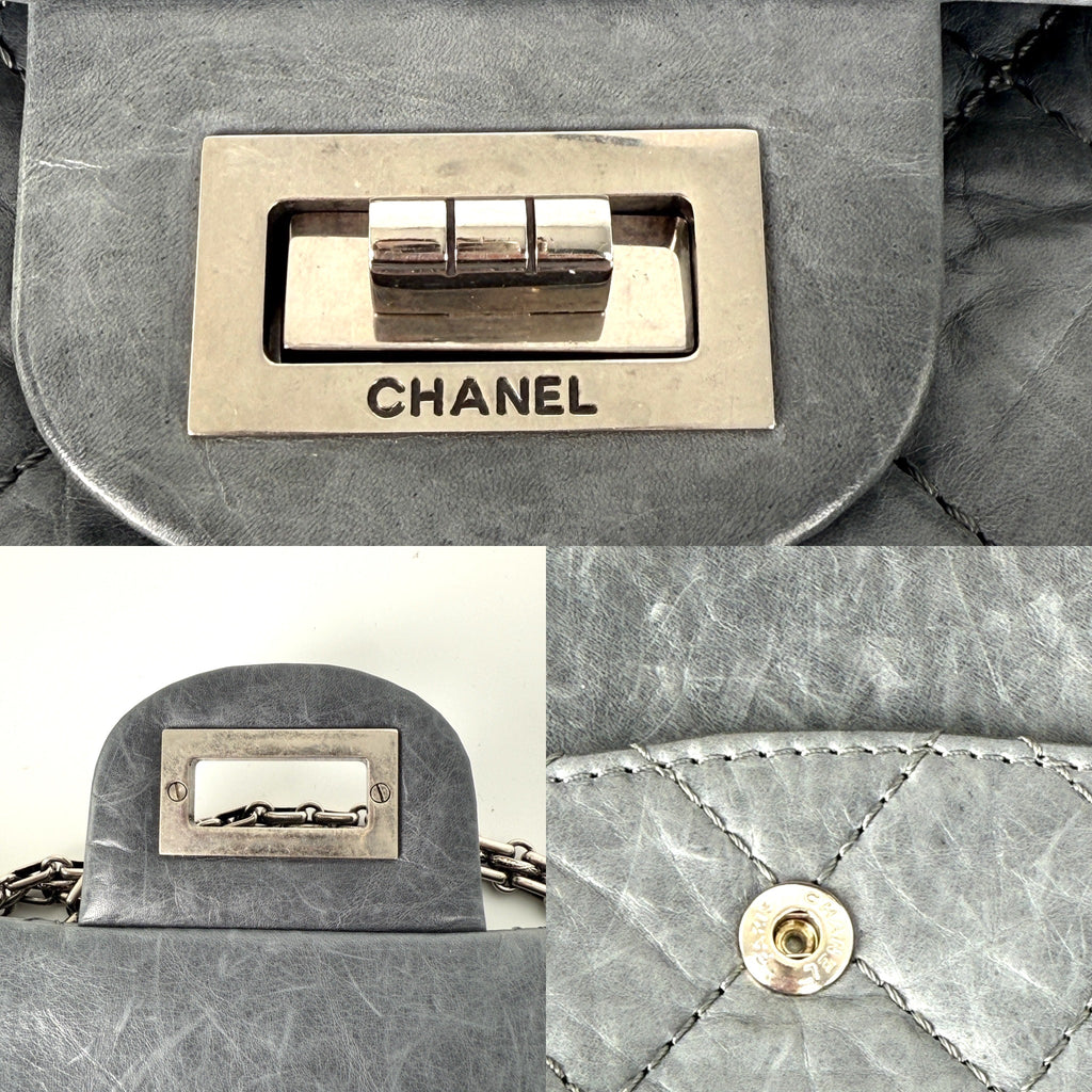 CHANEL Gray 227 2005 Reissue 2.55 Leather Shoulder Crossbody Bag
