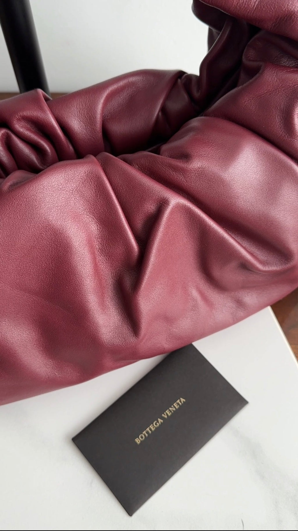 Bottega Veneta Burgundy Pleat Leather Shoulder Pouch Bag