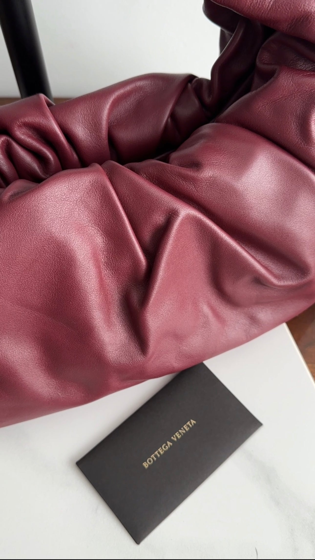 Bottega Veneta Burgundy Pleat Leather Shoulder Pouch Bag