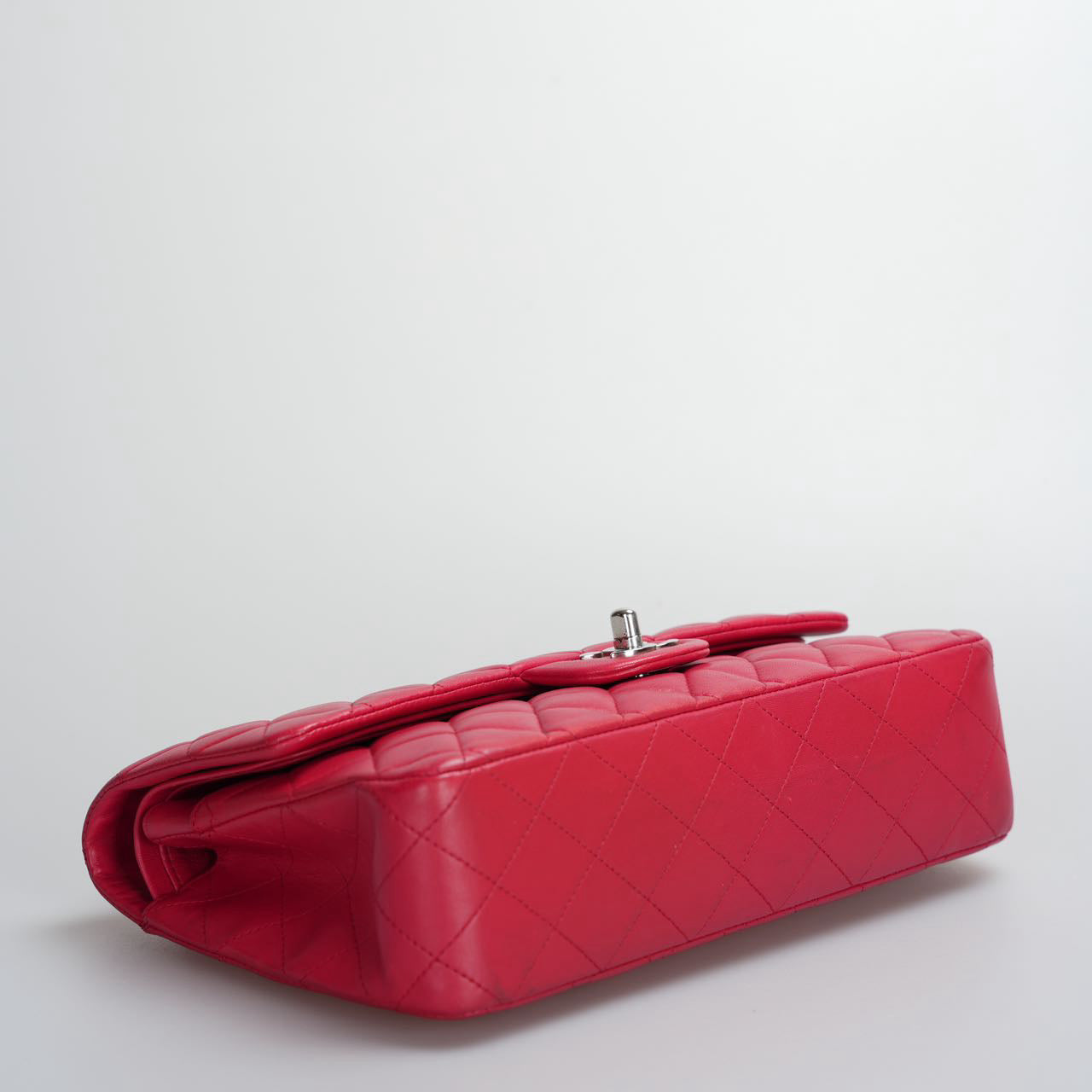 Chanel Red Medium Timeless Flap Bag with Silver Hardware