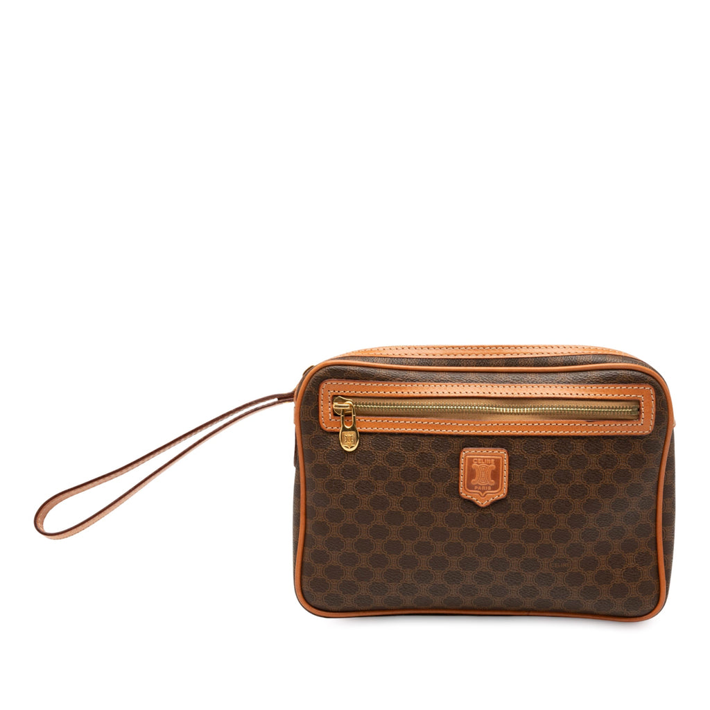 Vintage Saddle Flap Shoulder Bag Macadam Coated Canvas Small