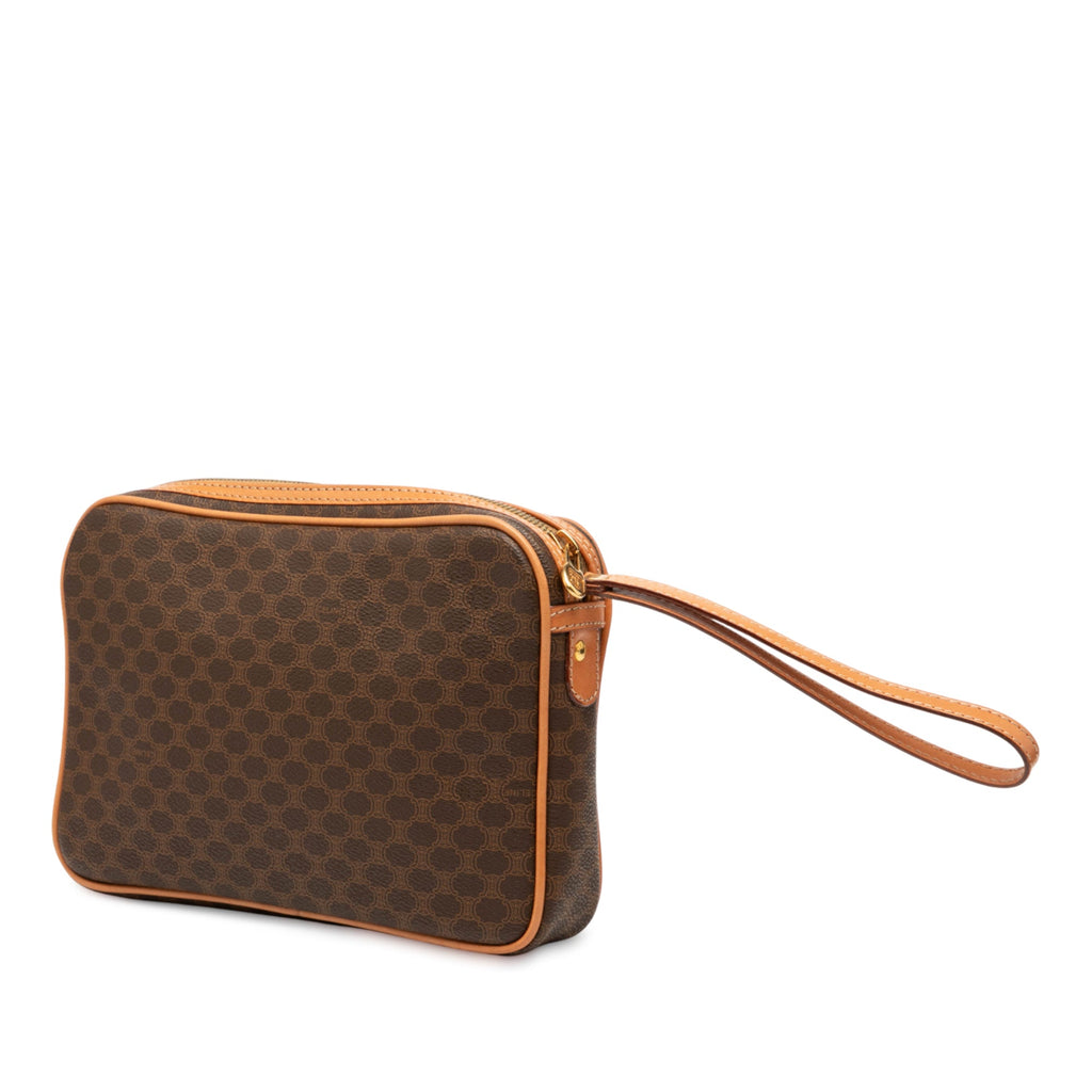 Vintage Saddle Flap Shoulder Bag Macadam Coated Canvas Small