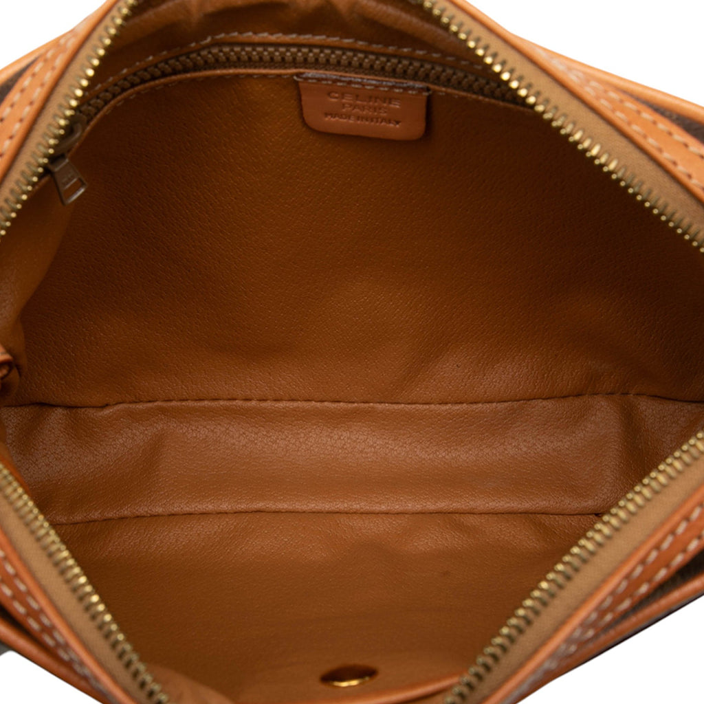 Vintage Saddle Flap Shoulder Bag Macadam Coated Canvas Small