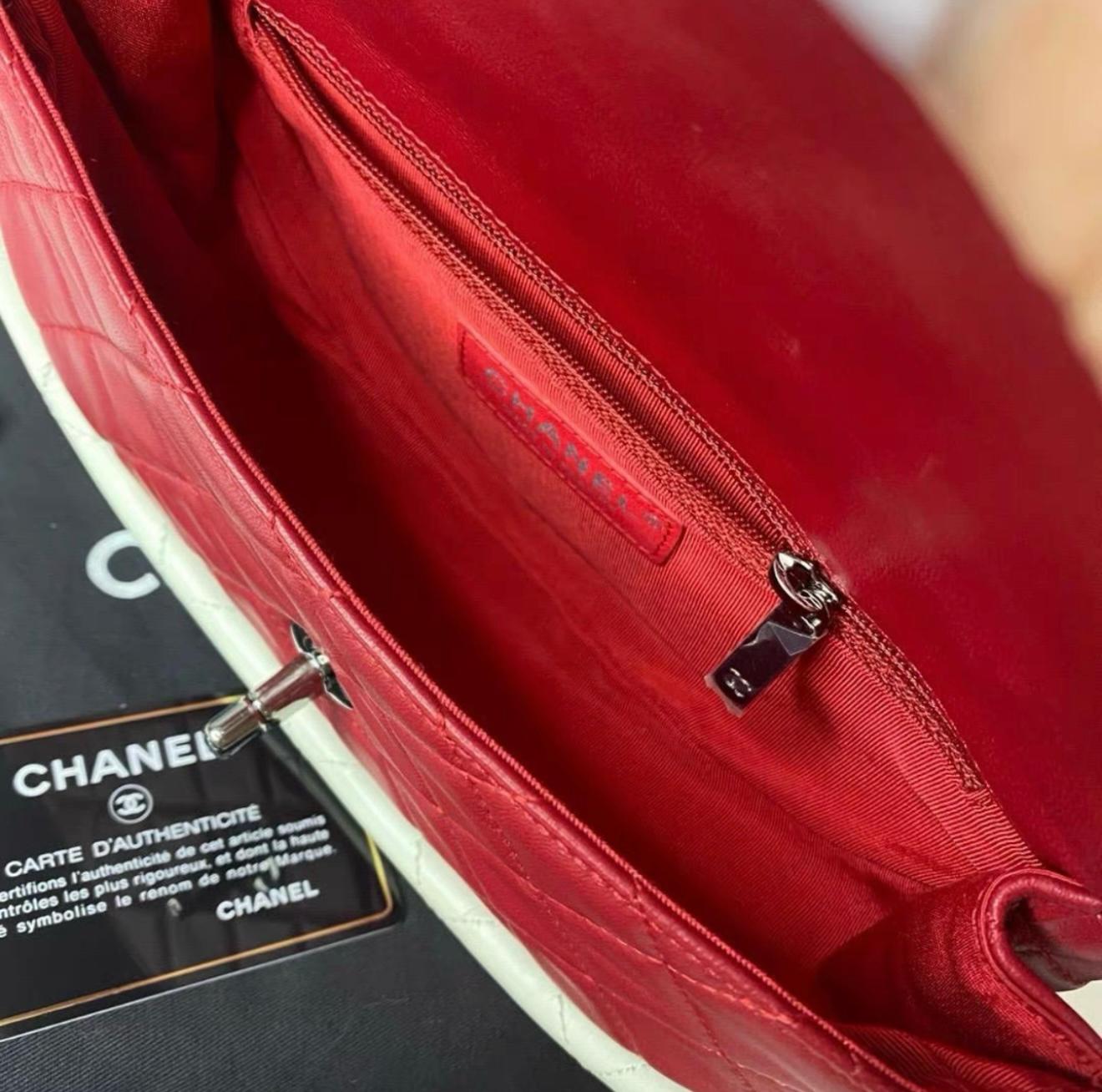 Chanel Red Lambskin Hula Hoop Handbag