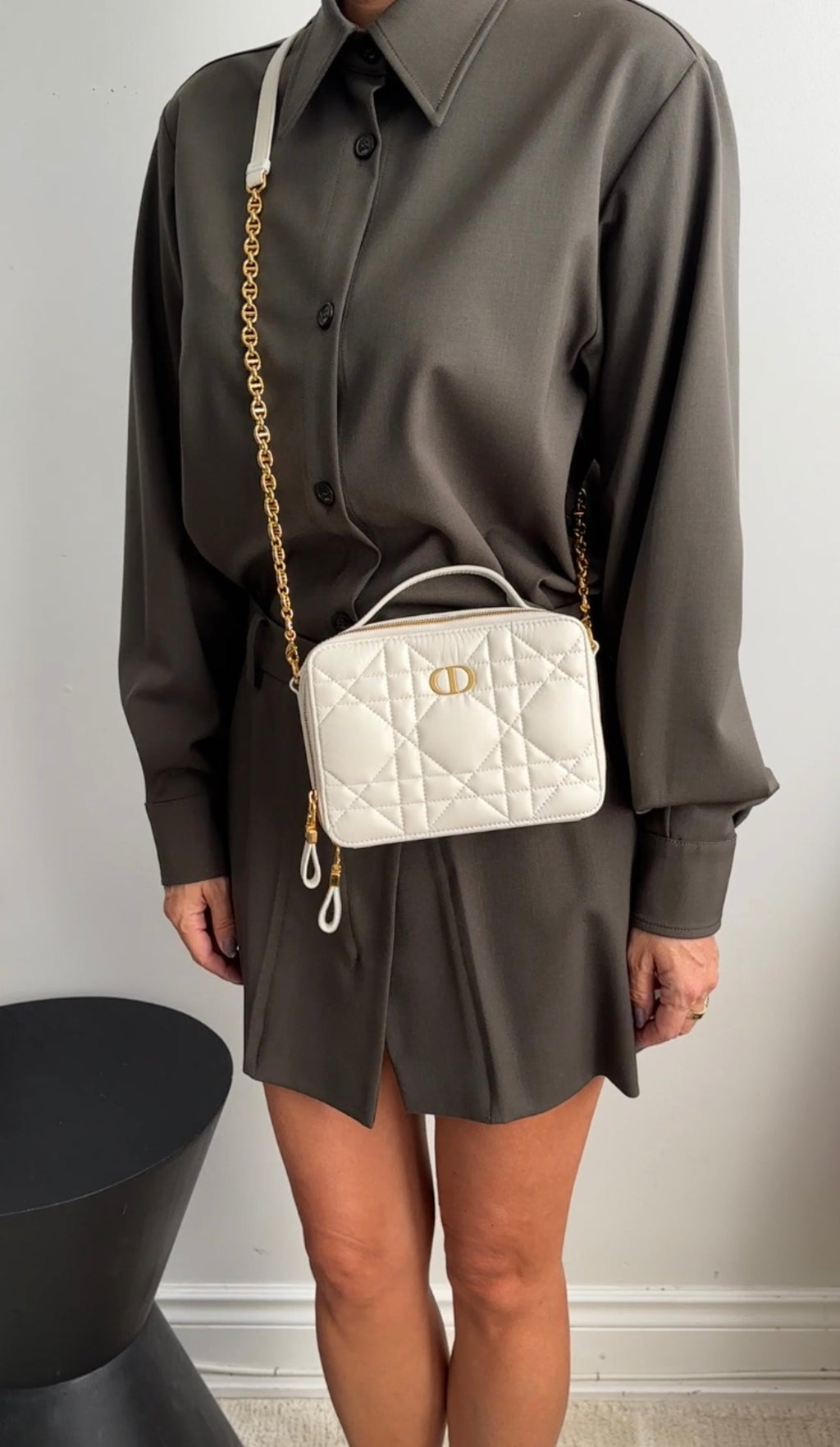 Christian Dior Caro Box  Pouch Bag with Chain Strap