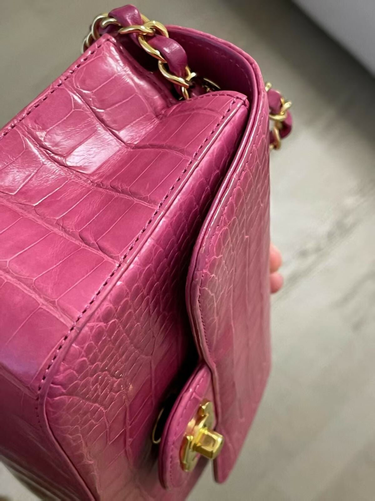 Chanel Pink Mini Crocodile Flap Bag