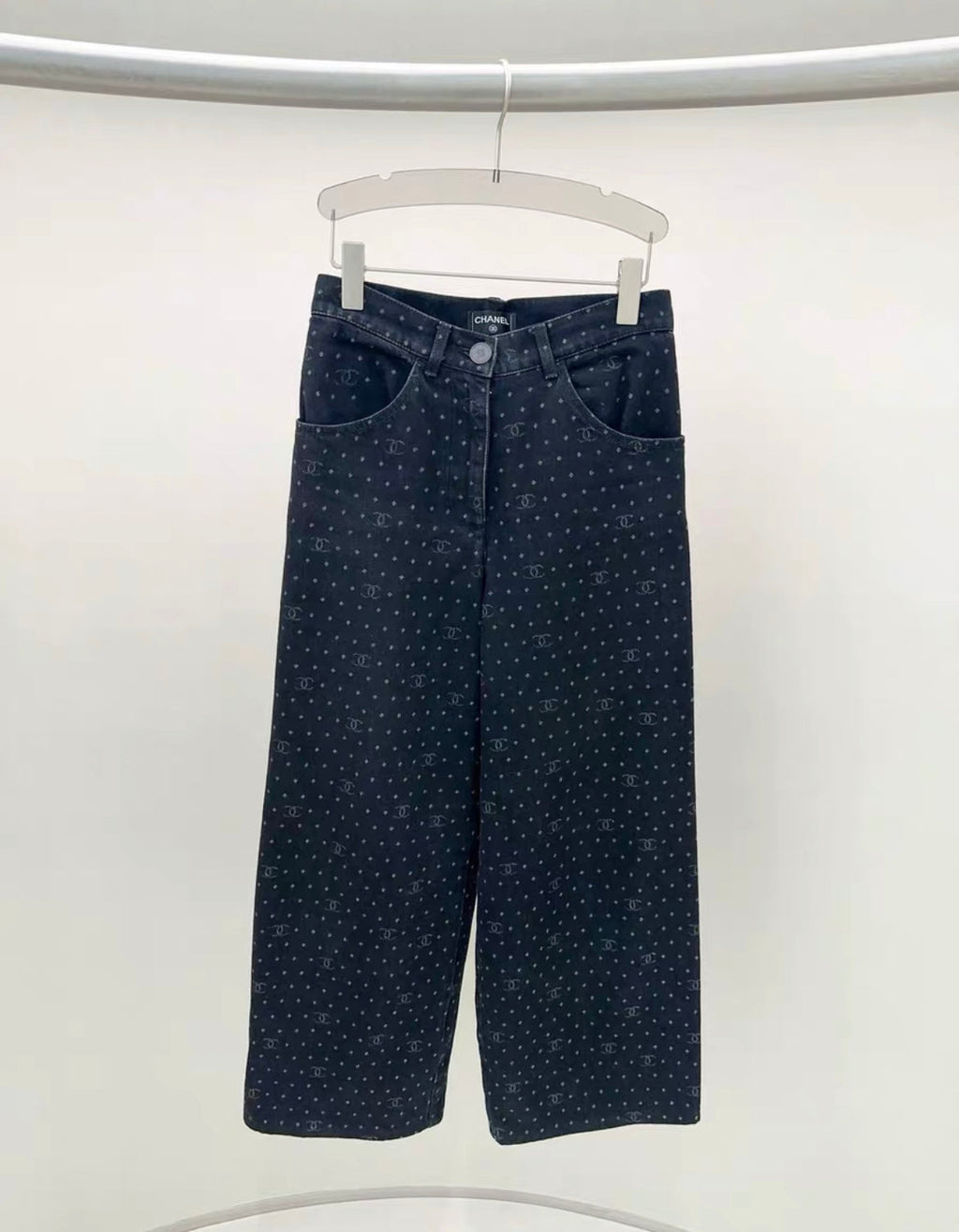 Chanel 23P popular polka dot jeans black denim size 34