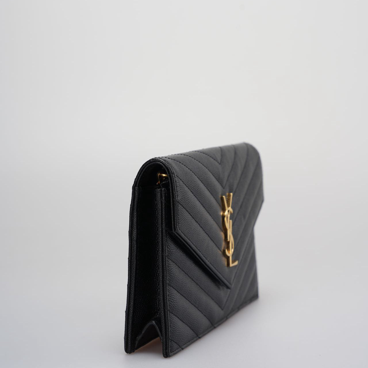 Saint Laurent Monogram Small Wallet on Chain Bag In Black with Gold Hardware
