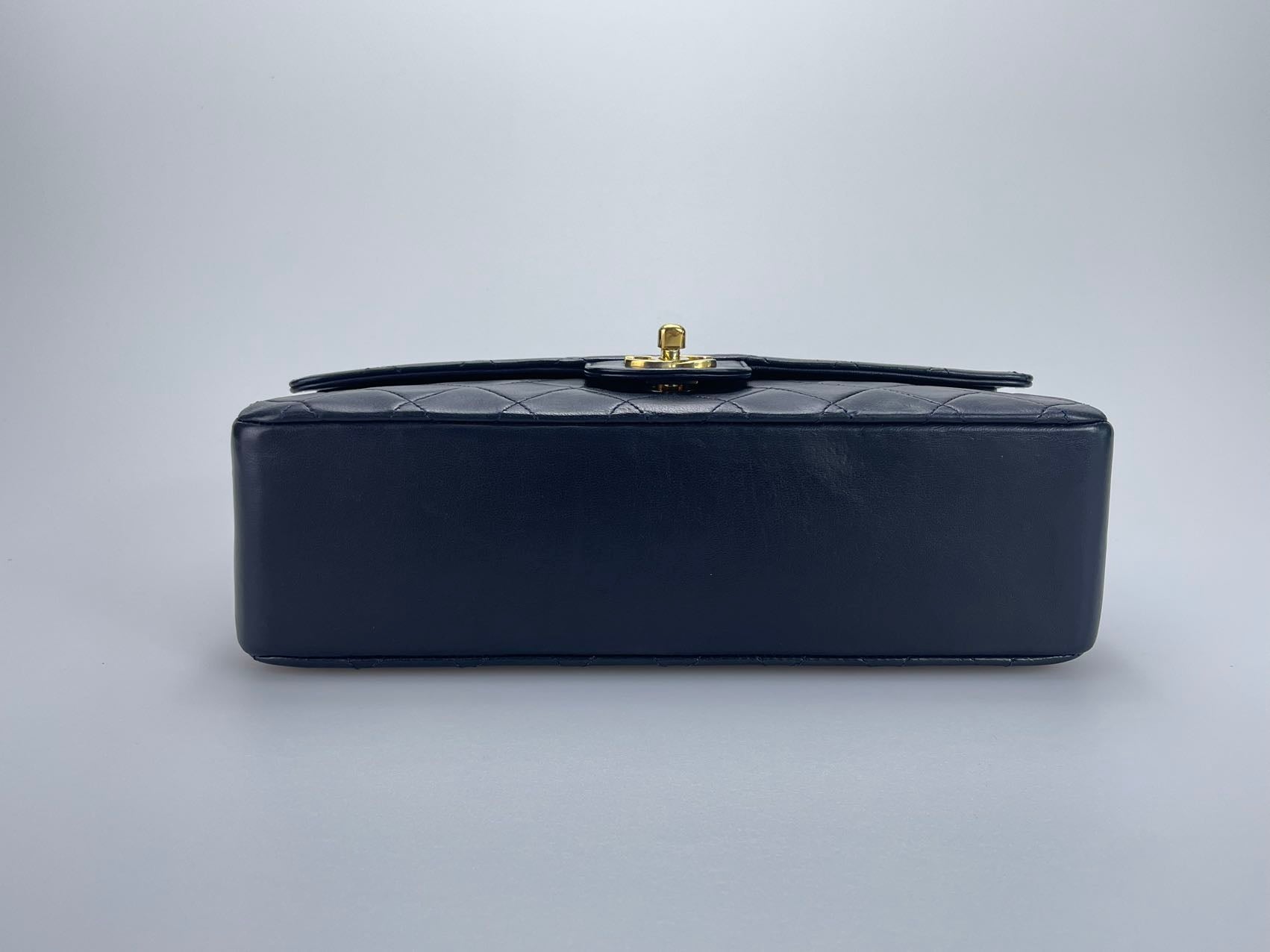 Chanel Black Vintage Medium Classic Double Flap Bag with 24K Gold Hardware