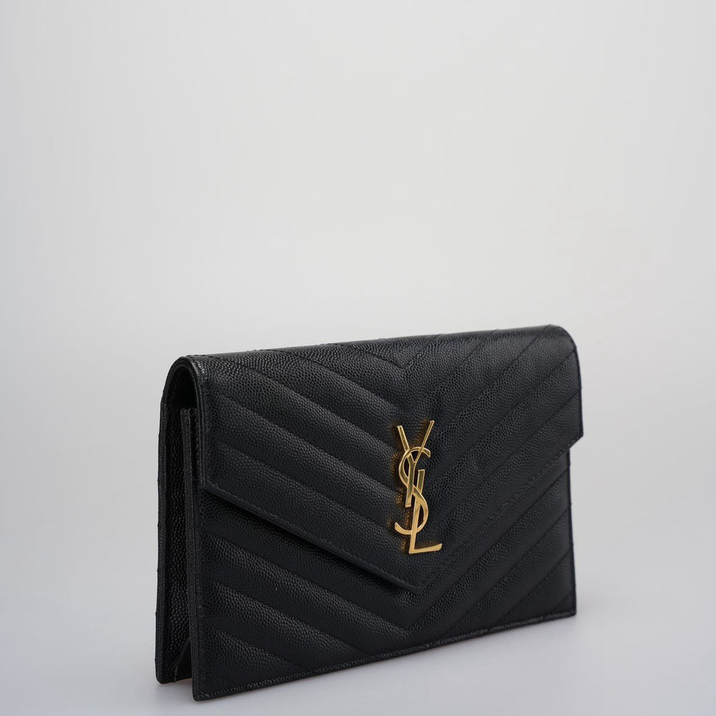 Saint Laurent Monogram Small Wallet on Chain Bag In Black with Gold Hardware