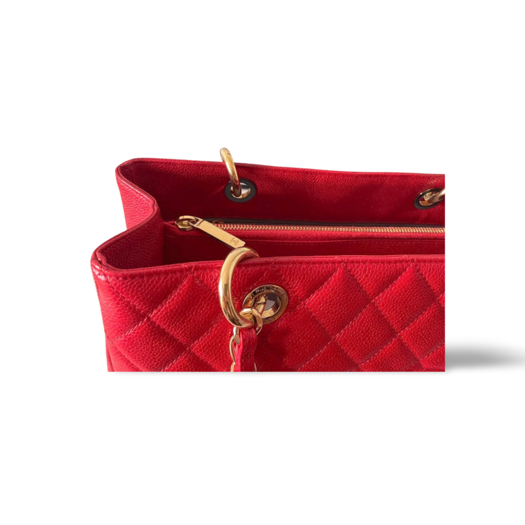 Chanel Red Medium Shopping Tote Bag with Gold Hardware