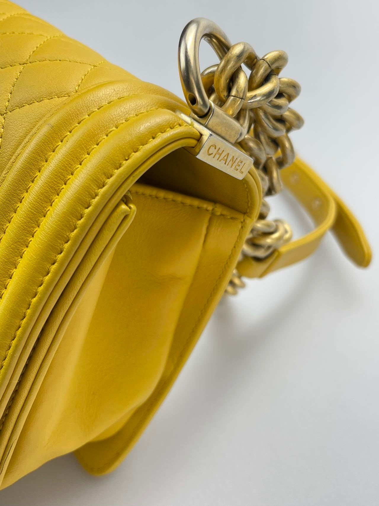 Chanel Le boy Medium in Lemon Yellow Bag with Gold Hardware